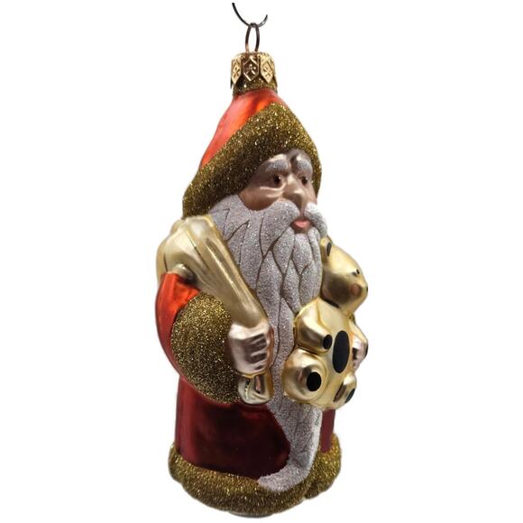 Patricia Breen Santa Claus and Teddy Orange Gold Christmas Tree Ornament Full - Picture 3 of 11
